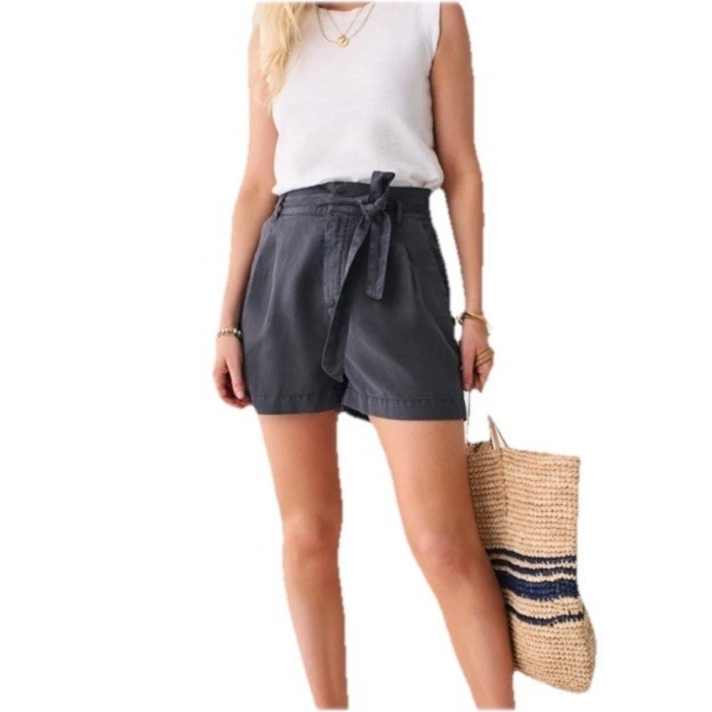 Faherty Women's Arlie Day Short Tie Waist Washed Black Size Large NWT $118